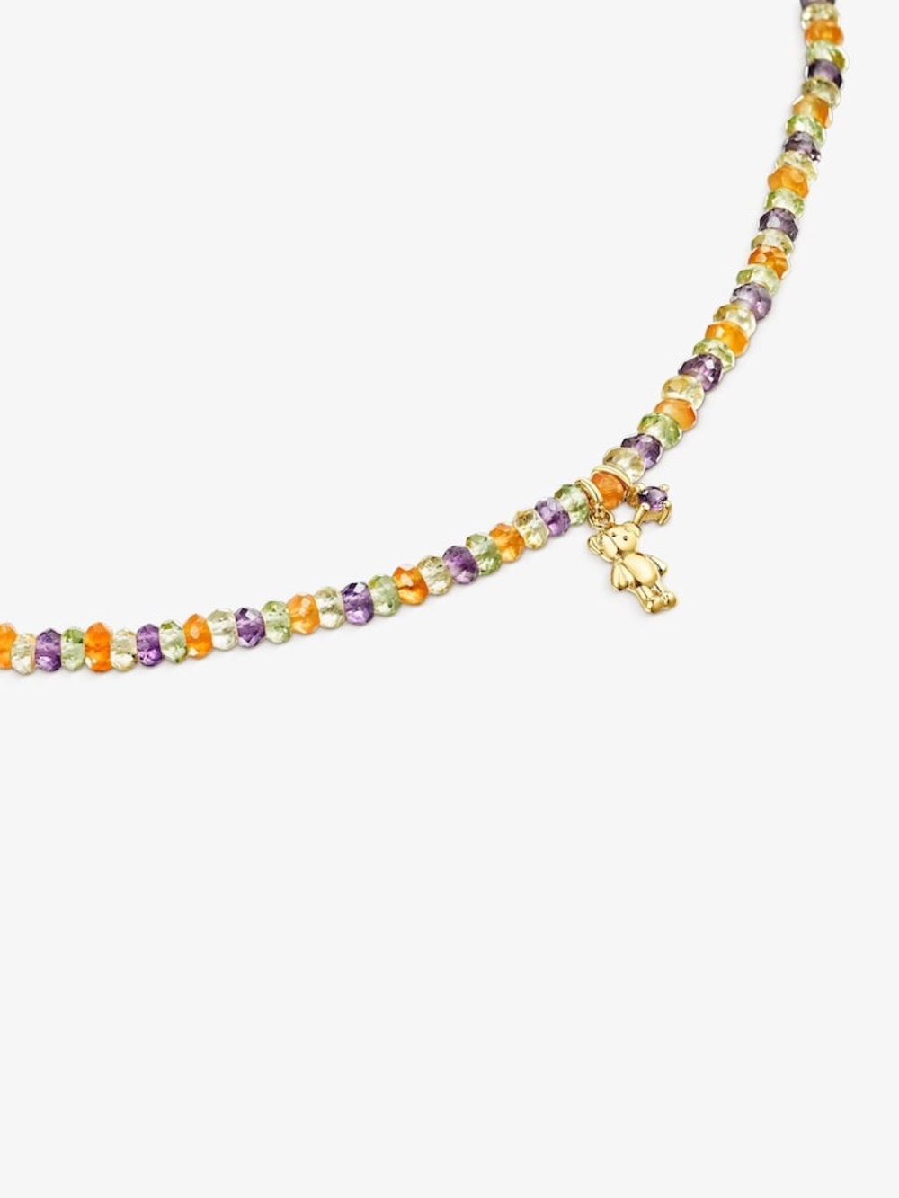 Tous Gold Multicolor Seed Bead Necklace with Tiny Bear Charm